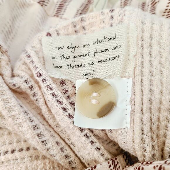 FP One Free People Harriet Short M Red Cream Striped Paperbag Belted Pocket Boho - Picture 8 of 13